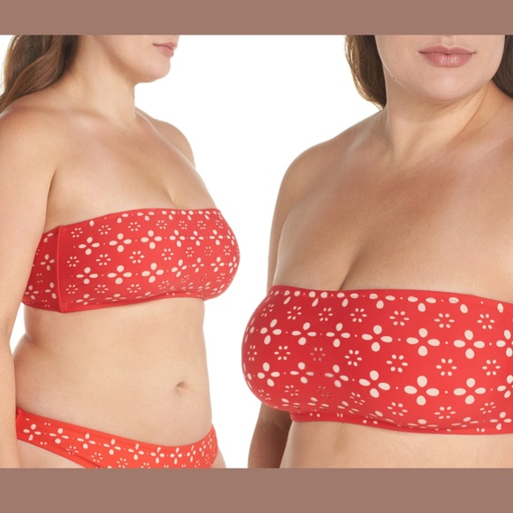 NEW $64 J.CREW Straight Bandeau‎ Bikini Top In Fiery Sunset Blush [SZ XL ] - Picture 3 of 12